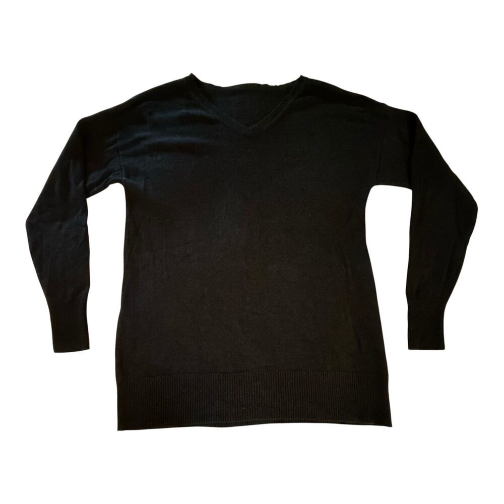 Black Silk & Cashmere V-neck Sweater Mens M/L (no tag) Luxury Blend Soft Comfy